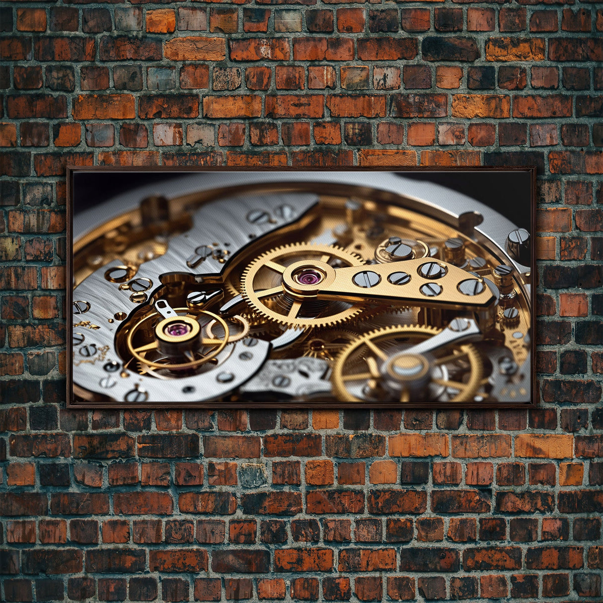 Clock Wall Decor, Watch Mechanism Wall Art, Watch Gears Wall Art, Panoramic Wall Decor, Canvas Print, Wall Art, Framed Canvas Art