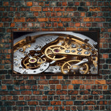 Clock Wall Decor, Watch Mechanism Wall Art, Watch Gears Wall Art, Panoramic Wall Decor, Canvas Print, Wall Art, Framed Canvas Art