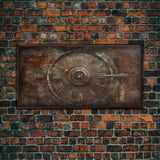 Clock Wall Decor, Steampunk Wall Art, Brown Grunge Wall Art, Panoramic Wall Decor, Canvas Print, Wall Art, Framed Canvas Art