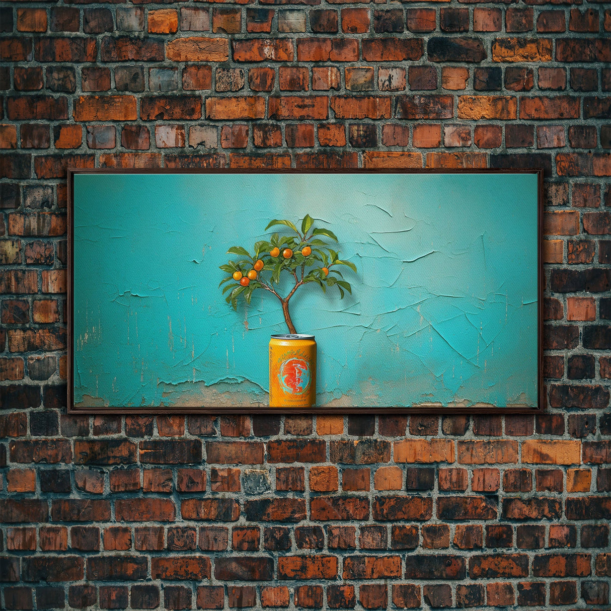 Orange Tree Wall Decor, Orange Wall Art, Soda Can Wall Art, Plant Wall Art, Panoramic Wall Decor, Canvas Print, Wall Art, Framed Canvas Art