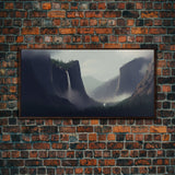 Waterfalls Wall Decor, Mountain River Wall Art, Landscape Wall Decor, Panoramic Wall Decor, Canvas Print, Wall Art, Framed Canvas Art