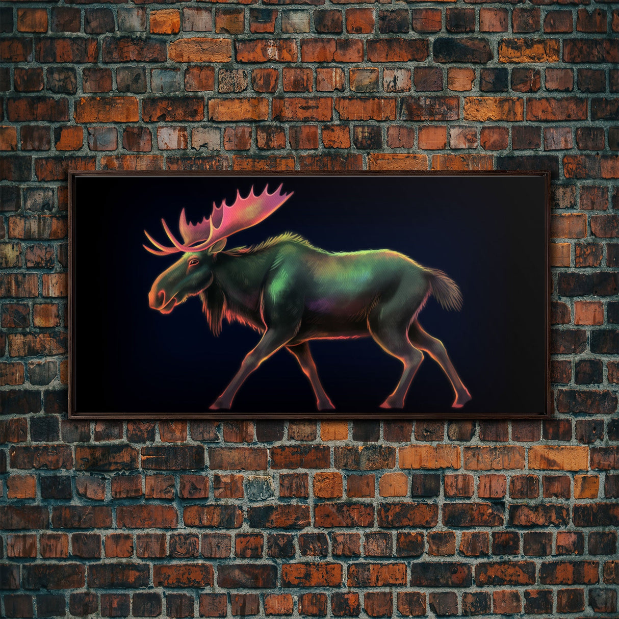 Abstract Moose Wall Art, Animal Art Print, Nature, Minimalist Wall Art, Panoramic Wall Decor, Canvas Print, Wall Art, Framed Canvas Art