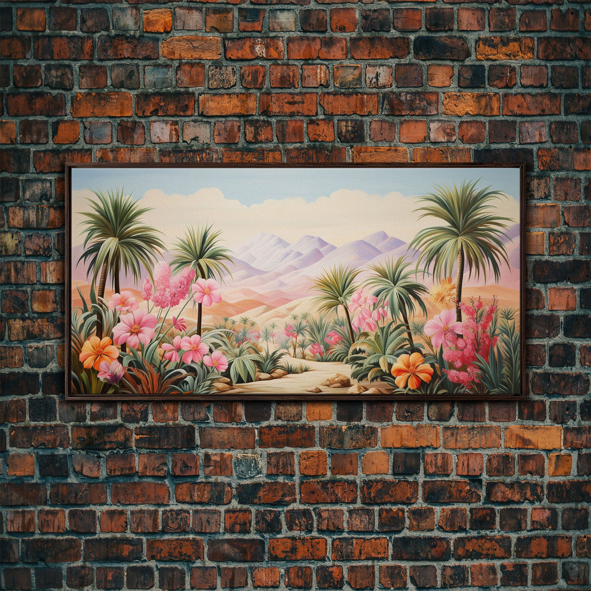 Flower Wall Art, Desert Landscape Wall Art, Mountain Art, Palm Trees Art, Tropical Art, Panoramic Art, Wall Art, Canvas Art, Landscape Art