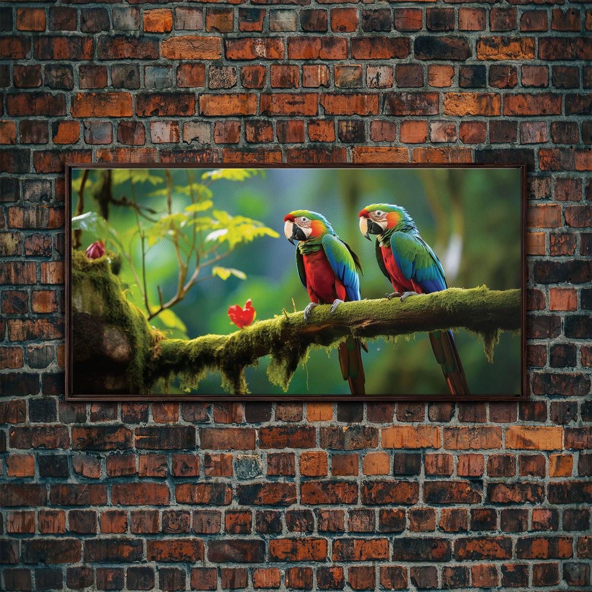 Parrot Painting, Tropical Wall Art, Animal Wall Art, Bird Art Print, Panoramic Art, Wall Art, Canvas Art, Landscape Art, Apartment Wall Art