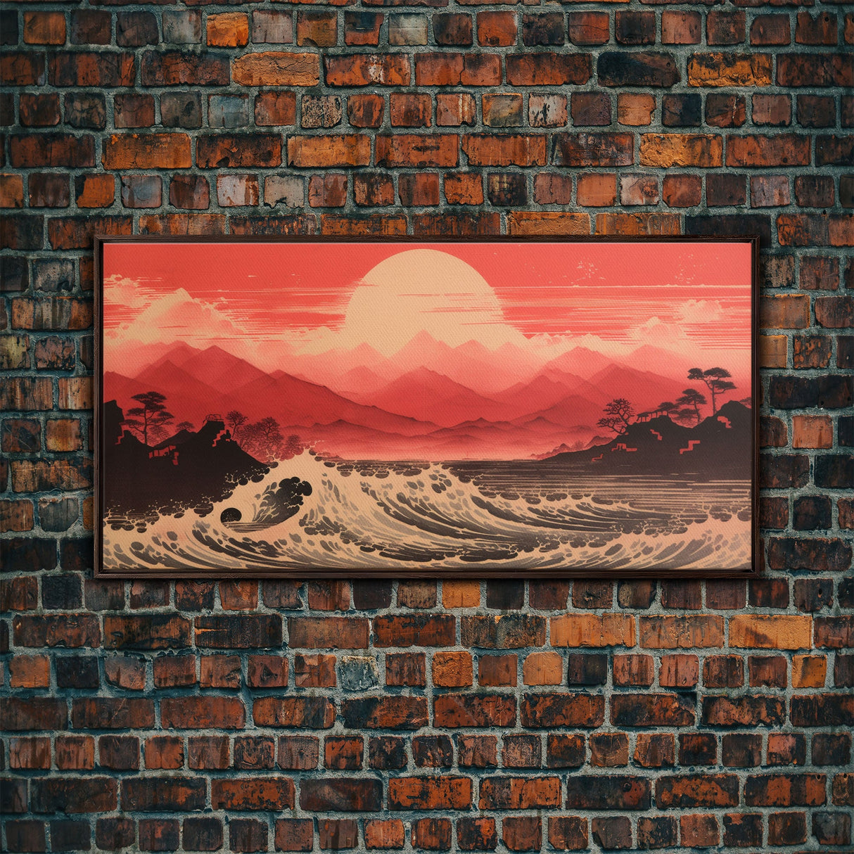 Japanese Art Print, Asian Wall Decor, Sun Wall Art, Ocean Art, Panoramic Art, Wall Art, Canvas Art, Landscape Art, Retirement Gifts, Prints