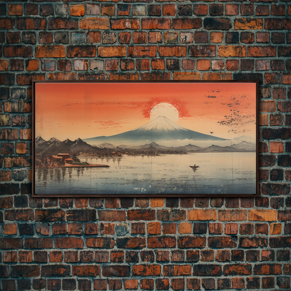 Sunrise Wall Art, Volcano, Lake Wall Art, Japanese Art, Mount Fuji Print, Panoramic Art, Wall Art, Canvas Art, Landscape Art, Dorm Room Art