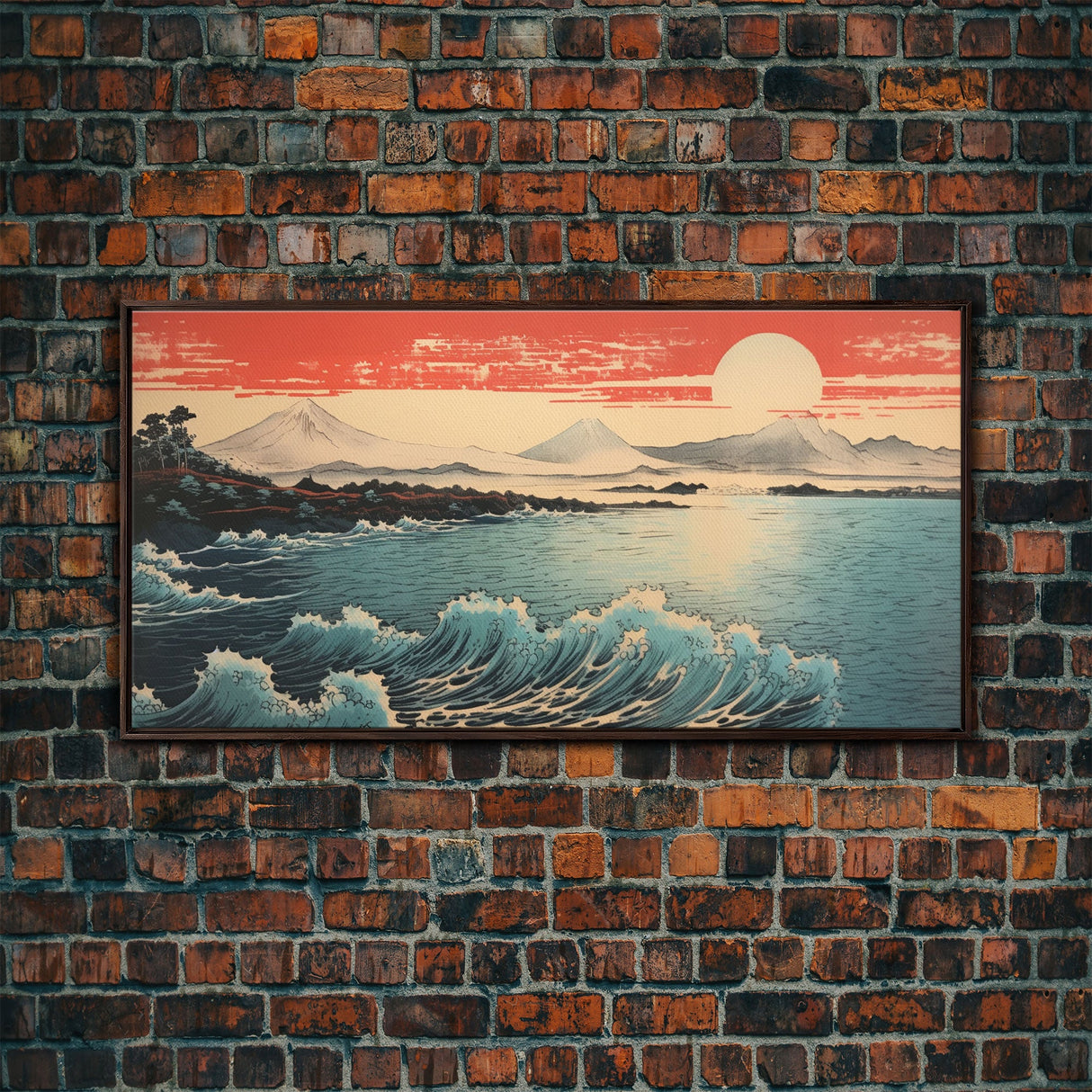 Ocean Waves Art, Japanese Landscape, Sunrise Wall Art, Panoramic Art, Wall Art, Canvas Art, Landscape Art, College Dorm Decor, Travel Print