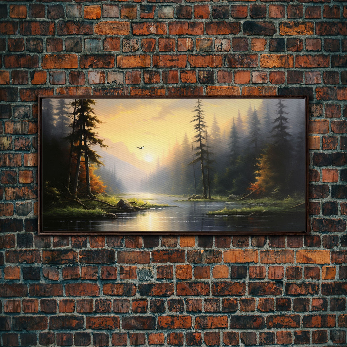 River Wall Art, Forest Wall Art, Spring Wall Art, Panoramic Art, Wall Art, Canvas Art, Landscape Art, Landscape Print, Family Home Decor