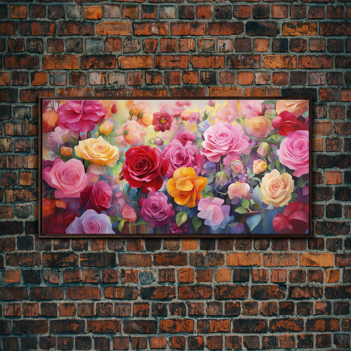 Roses Wall Art, Flowers Wall Print, Vibrant Wall Art, Panoramic Art, Wall Art, Canvas Art, Landscape Art, Birthday Gift, Farmhouse Wall Art