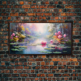 Pond Art, Lake Wall Print, Fantasy Wall Art, Water Lilies Wall Art, Panoramic Art, Wall Art, Canvas Art, Landscape Art, Friendship Gift