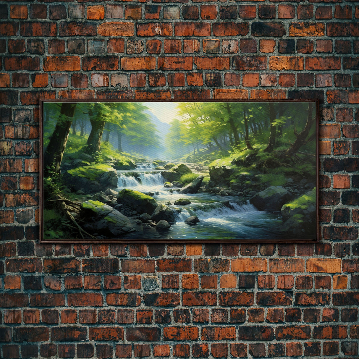 River Wall Art, Waterfall Wall Art, Trees Wall Print, Panoramic Art, Wall Art, Canvas Art, Landscape Art, Going Away Gift, Modern House Art