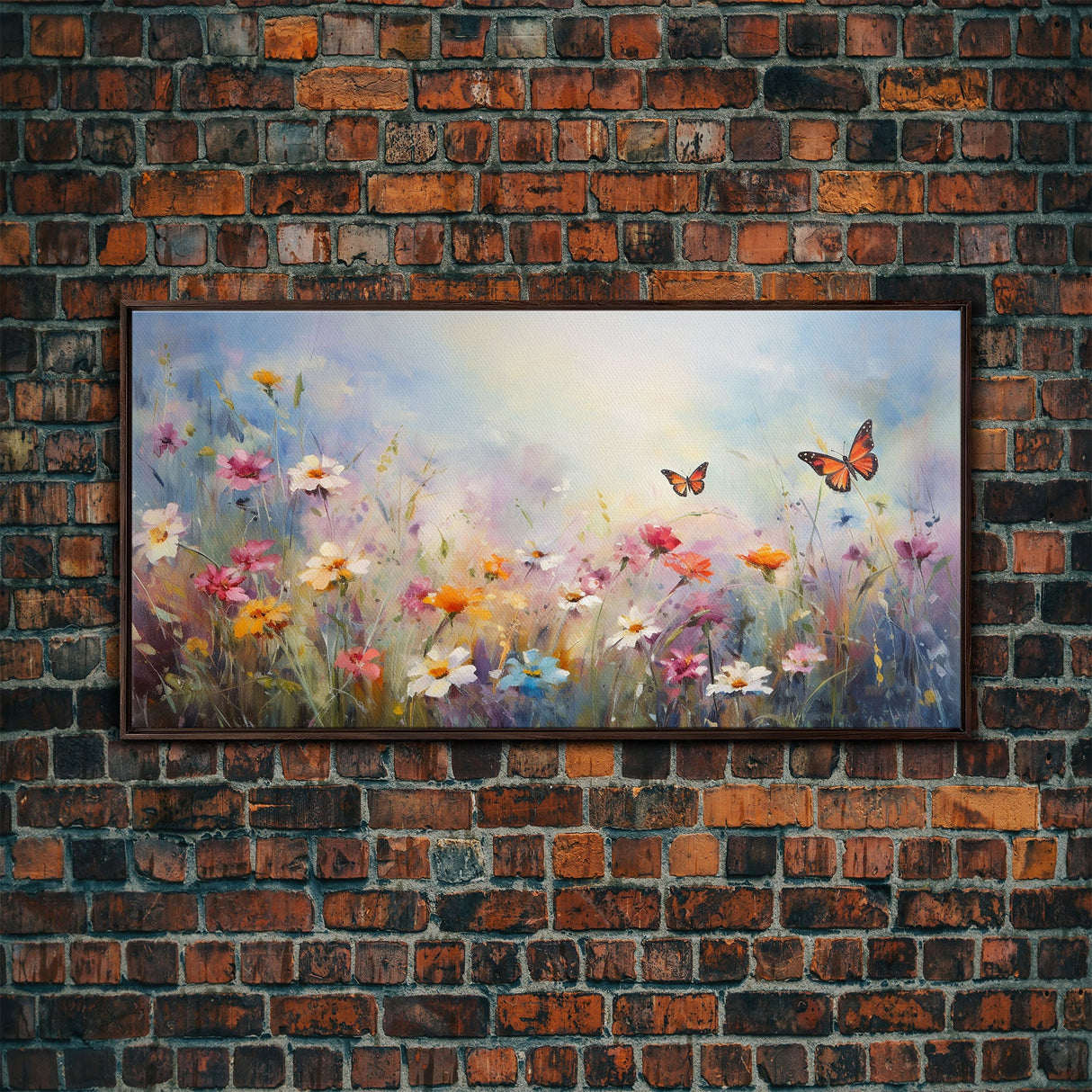 Butterflies Wall Art, Wildflower Meadow, Panoramic Art, Wall Art, Canvas Art, Landscape Art, Spring Meadow Print, Wife Gift, Boho Wall Art