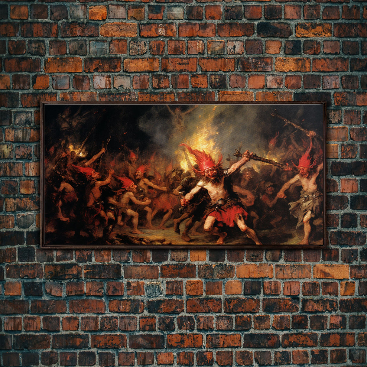 A Scene From Hell, Demonic Art, Framed Canvas Print, Halloween Decor, Halloween Art Print, Gothic Victorian Oil Painting