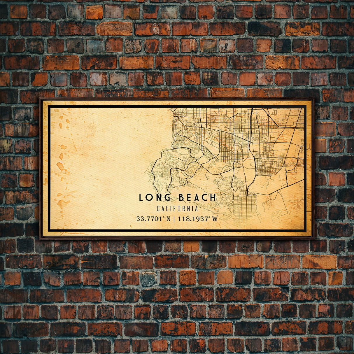 Old Map of Long Beach California, Distressed Vintage Map | Vintage Poster Wall Art Print | Wall Map Print | Old Map Print, Framed Canvas Map