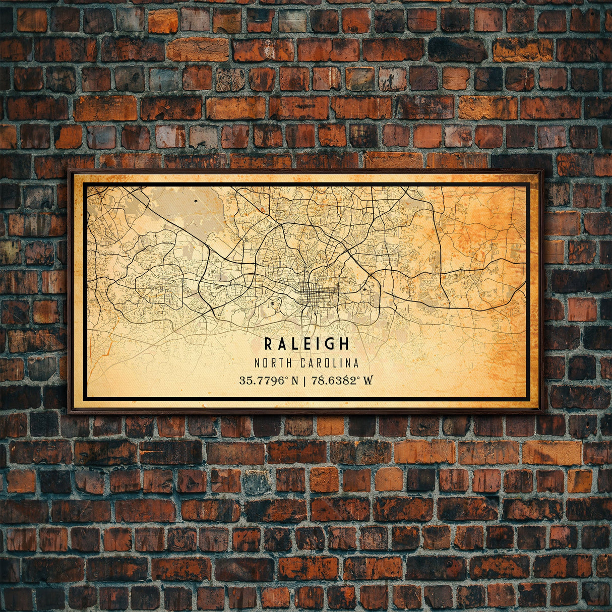 Raleigh North Carolina map print poster or framed canvas, Raleigh map print poster canvas, Raleigh city map Canvas print, Vintage Travel Art