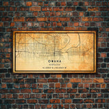 Omaha Nebraska map print poster or framed canvas, Omaha map print poster canvas, Omaha city map print poster canvas, Vintage Travel Art