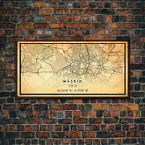 Madrid Spain map print poster or framed canvas, Madrid map print poster canvas, Madrid city map print poster canvas, Vintage Travel Art