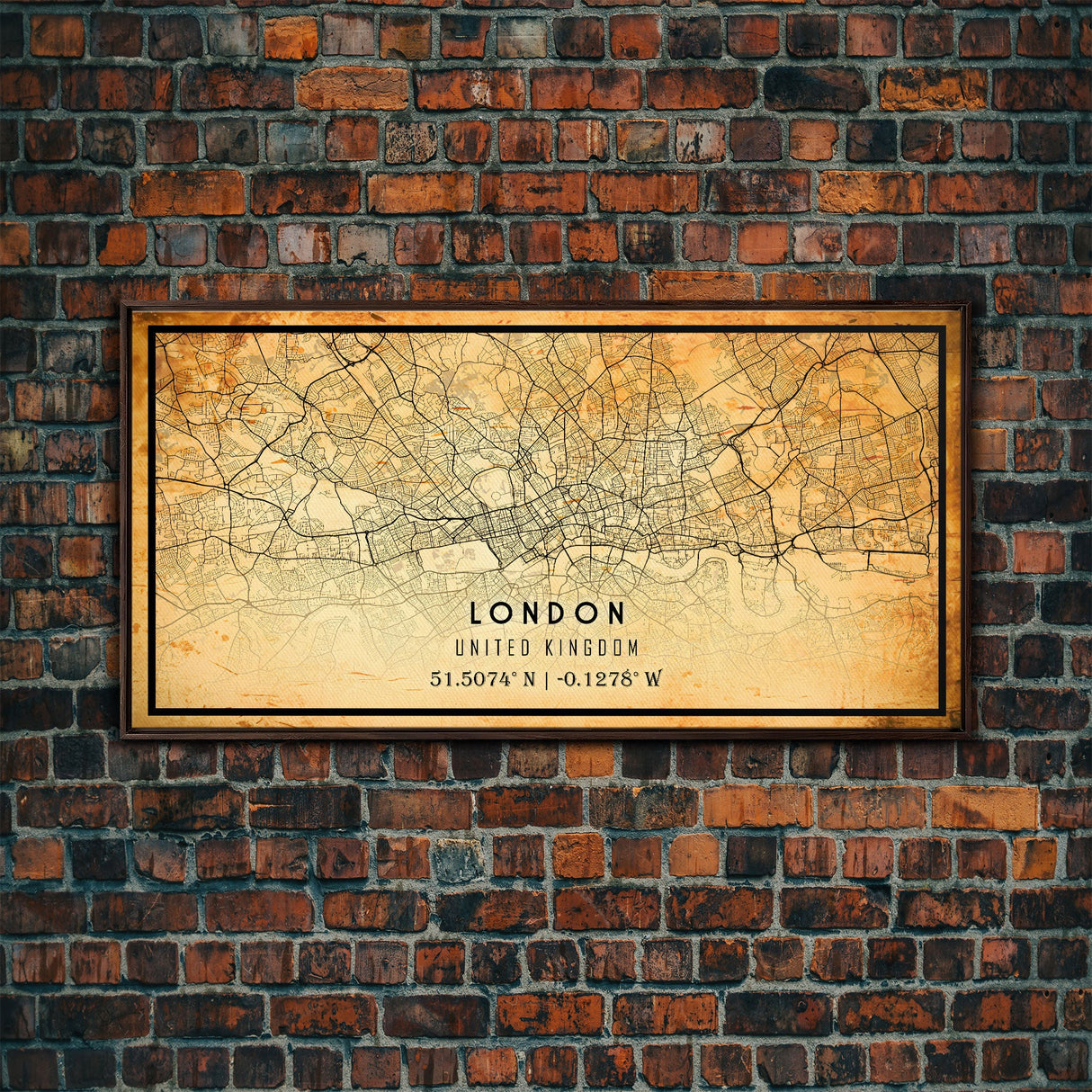 London UK map print poster or framed canvas, London map print poster canvas, London England city map print poster canvas, Vintage Travel Art