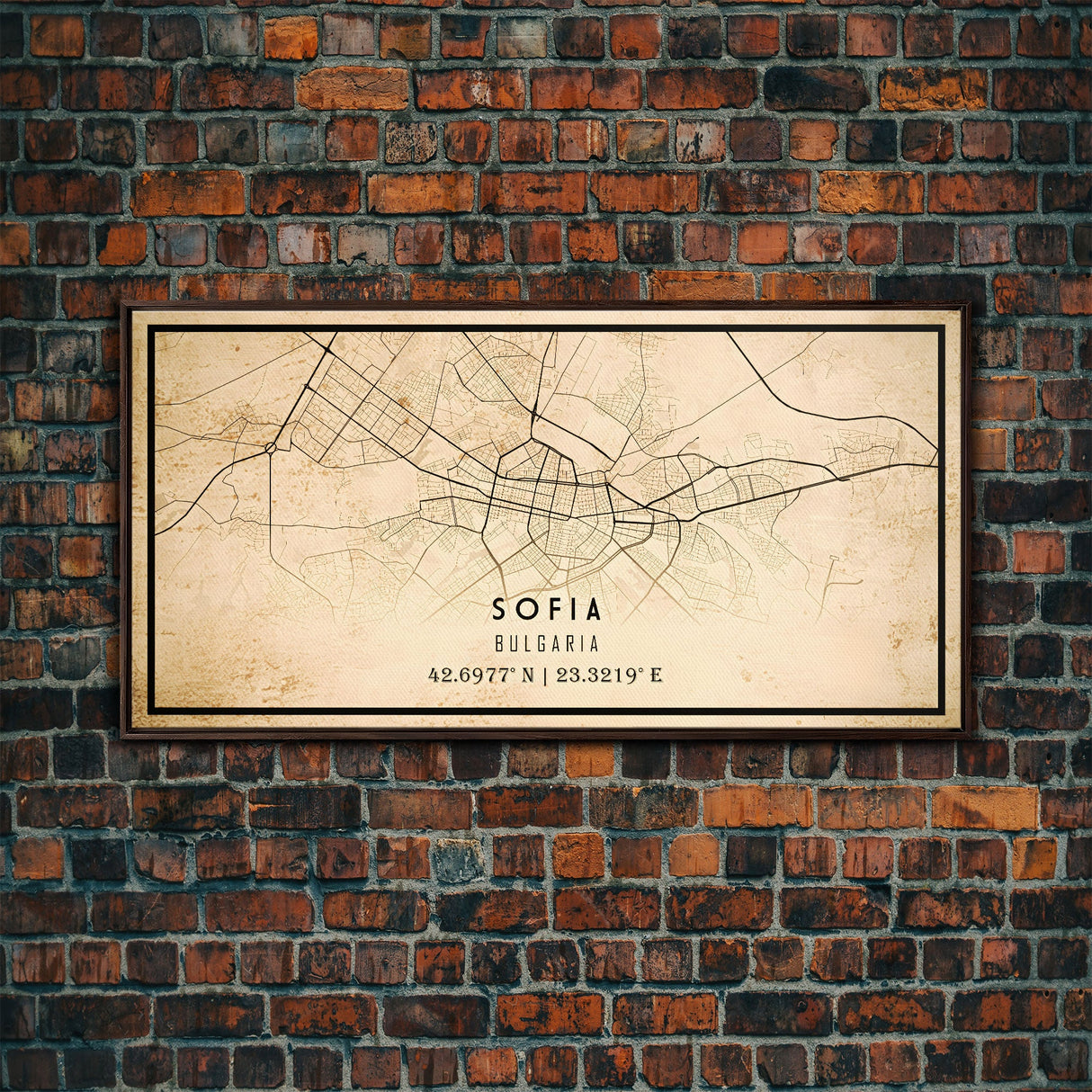 Sofia Bulgaria map print poster or framed canvas, Sofia map print poster canvas, Sofia city map print poster canvas, Vintage Travel Art