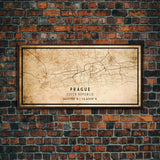 Prague Czech Republic map print poster or framed canvas, Prague map print poster canvas, city map print poster canvas, Vintage Travel Art