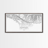 Honolulu City Map, Hawaii Map, Map Art, Modern Art, Wall Art, Canvas Art, Beach House Décor, Tiny House Décor, Unique Wall Art, Travel Gift