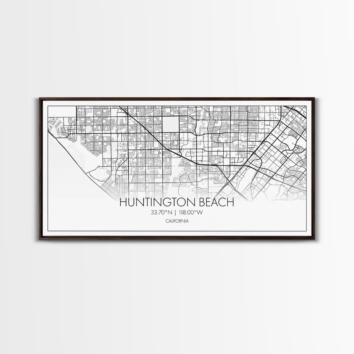 Huntington Beach City Map, California Map, Map Art, Modern Art, Wall Art, Canvas Art, Coastal Wall Art, Ocean Wall Art, Travel Gifts For Men