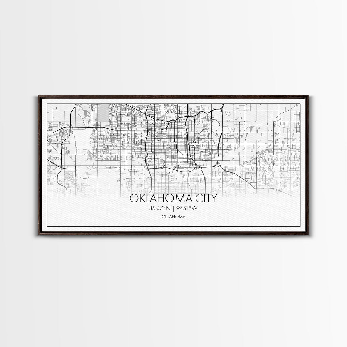 Oklahoma City Map, Oklahoma Art, Map Print, Minimalist Wall Art, Wall Art, Canvas Art, Panoramic Art, Farmhouse Décor, Real Estate Gift