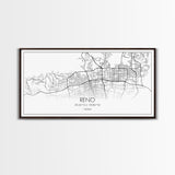 Reno City Map, Nevada Art, Map Print, Minimalist Wall Art, Wall Art, Canvas Art, Dorm Room Art, Panoramic Art, Gift For The Home, Room Décor