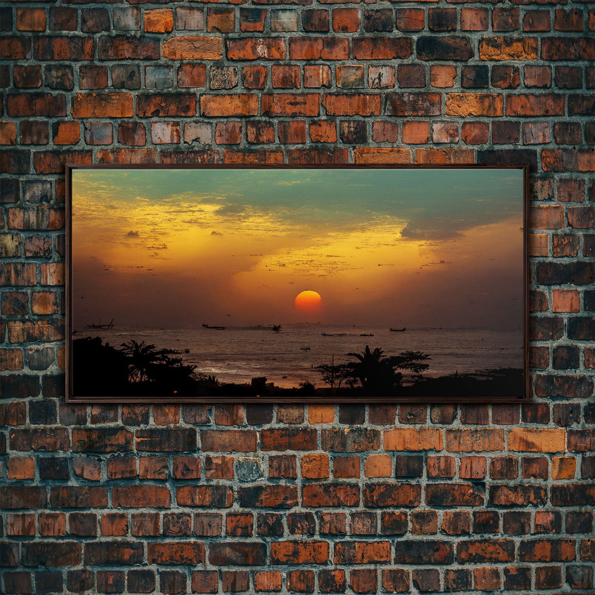 Canvas Print, Tropical sunset over the ocean, beach art, island life, living room wall art, guest room wall art