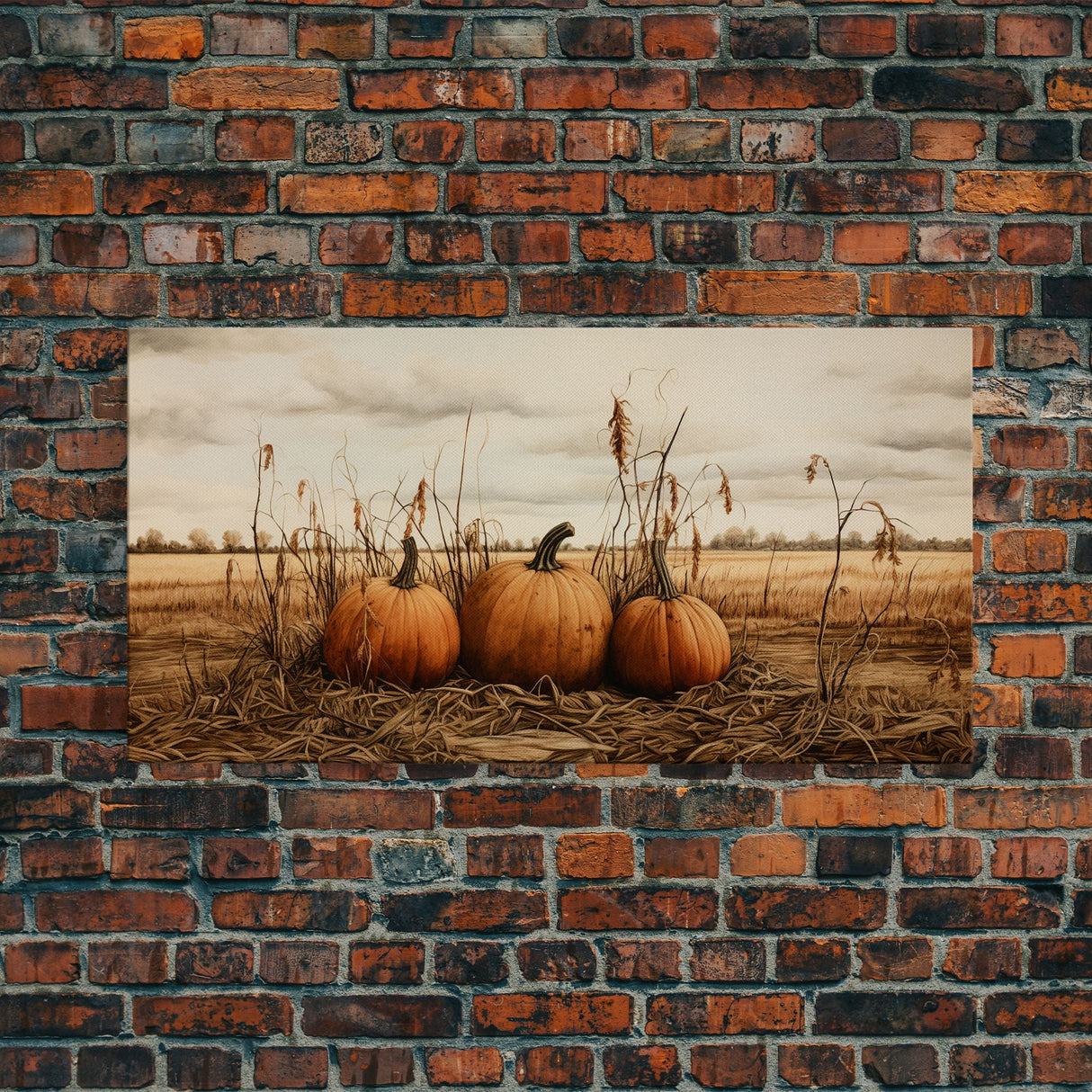 Autumn Wall Art, Pumpkin Decor, Farm Wall Art, Canvas Print, Wall Hanging, Panoramic Art, Farmhouse Wall Decor, Housewarming Gift, RV Decor