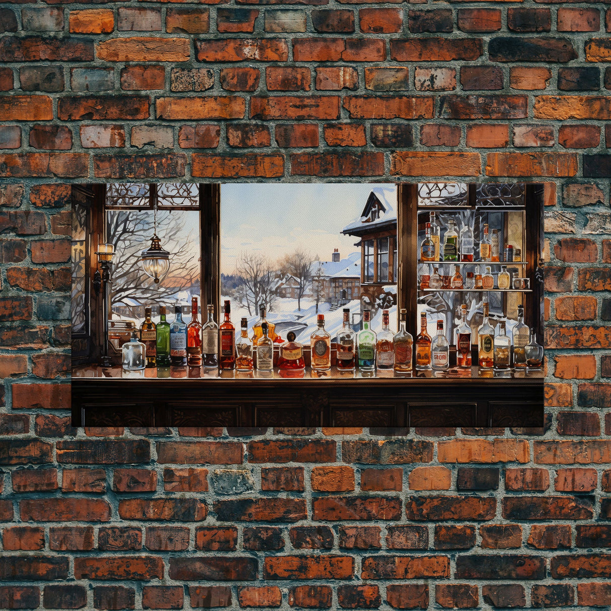 Bar Wall Decor, Winter Wall Print, Canvas Print, Wall Hanging, Panoramic Art, Home Bar Decor, Newlywed Gift, Tiny House Decor, Room Decor