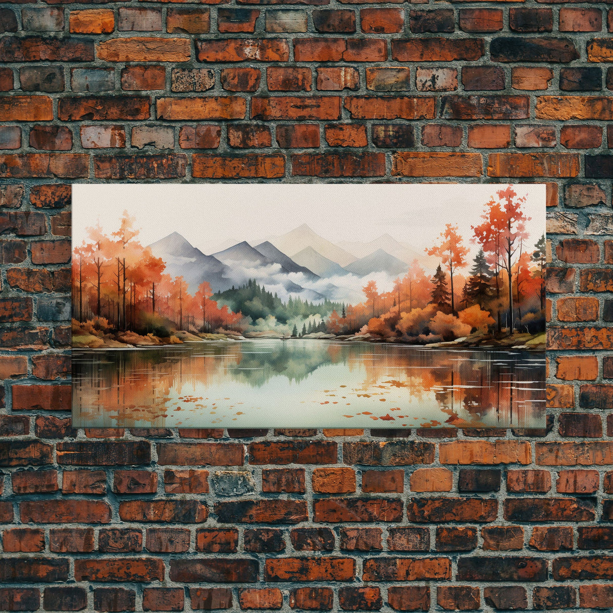 Watercolor Wall Art, Nature Art, River Wall Art, Fall Art, Canvas Print, Wall Hanging, Panoramic Art, Watercolor Nature Print, Wedding Gift