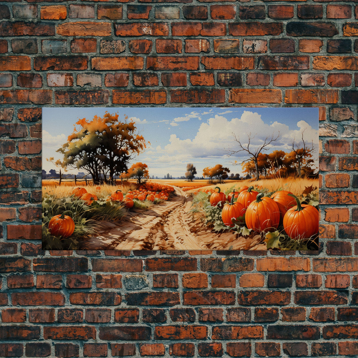 Fall Wall Art, Pumpkin Decor, Nature Wall Art, Canvas Print, Wall Hanging, Panoramic Art, Farmhouse Art, Country Home Decor, Kitchen Prints