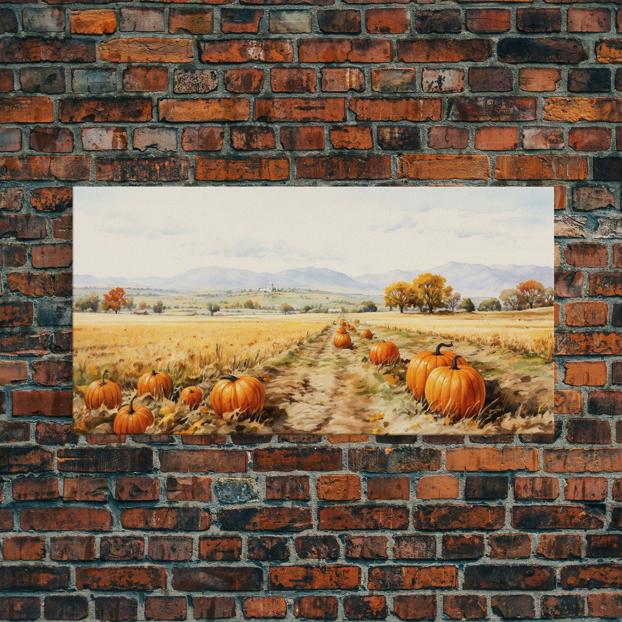 Pumpkin Decor, Fall Decor, Nature Wall Art, Canvas Print, Wall Hanging, Panoramic Art, Farmhouse Wall Art, Unique Wall Decor, Entryway Print