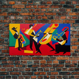 Music wall art, jazz oil painting print, framed canvas print, music gift, jazz club decor, extra large music art, abstract music