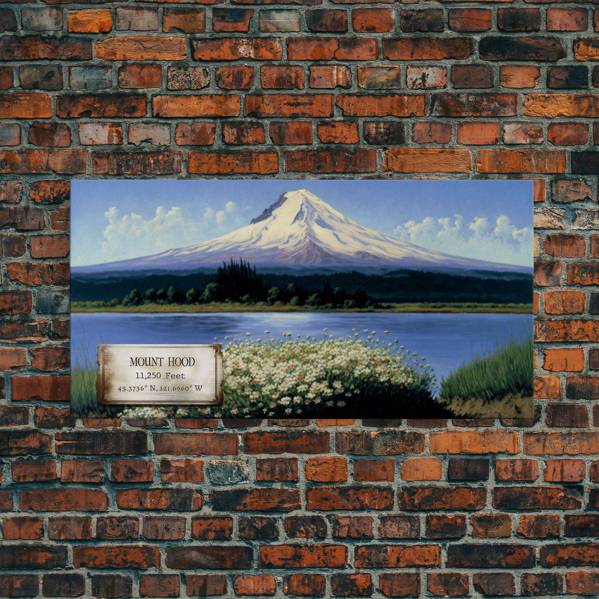 Mount Hood, Oregon Mountains, Travel Poster Wall Art, Framed Canvas Print, American Mountains, Mountain Landscape Painting