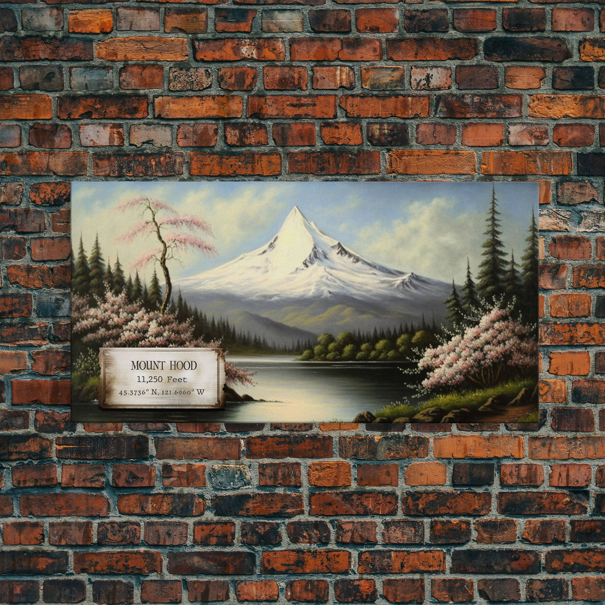 Mount Hood, Oregon Mountains, Travel Poster Wall Art, Framed Canvas Print, American Mountains, Mountain Landscape Painting