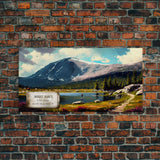 Mount Marcy, Mountains of New York, Travel Poster Wall Art, Framed Canvas Print, American Mountains, Mountain Landscape Painting