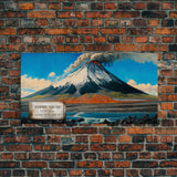 Mount Redoubt, Volcanos of Alaska, Travel Poster Wall Art, Framed Canvas Print, American Mountains, Mountain Landscape Painting