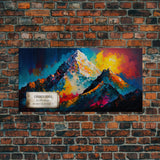 Churen Himal, Travel Poster Wall Art, Framed Canvas Print, Mountain Art, Mountain Landscape Painting