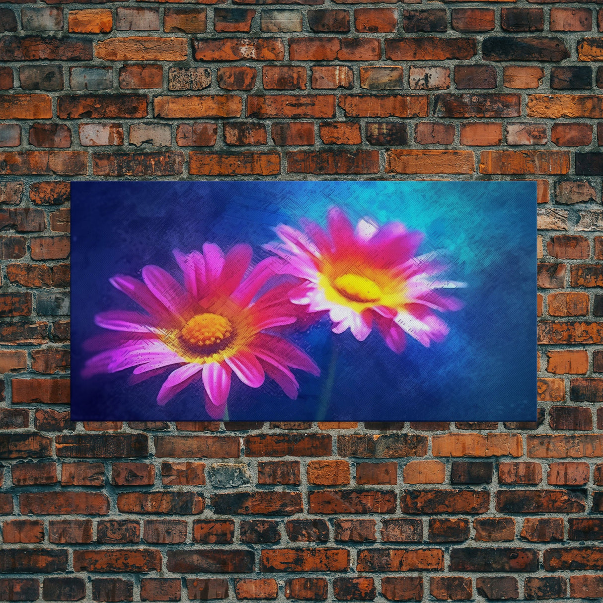 Gerbera Wall Decor, Floral Wall Art, Nature Print, Purple Flowers Wall Art, Panoramic Wall Decor, Canvas Print, Wall Art, Framed Canvas Art