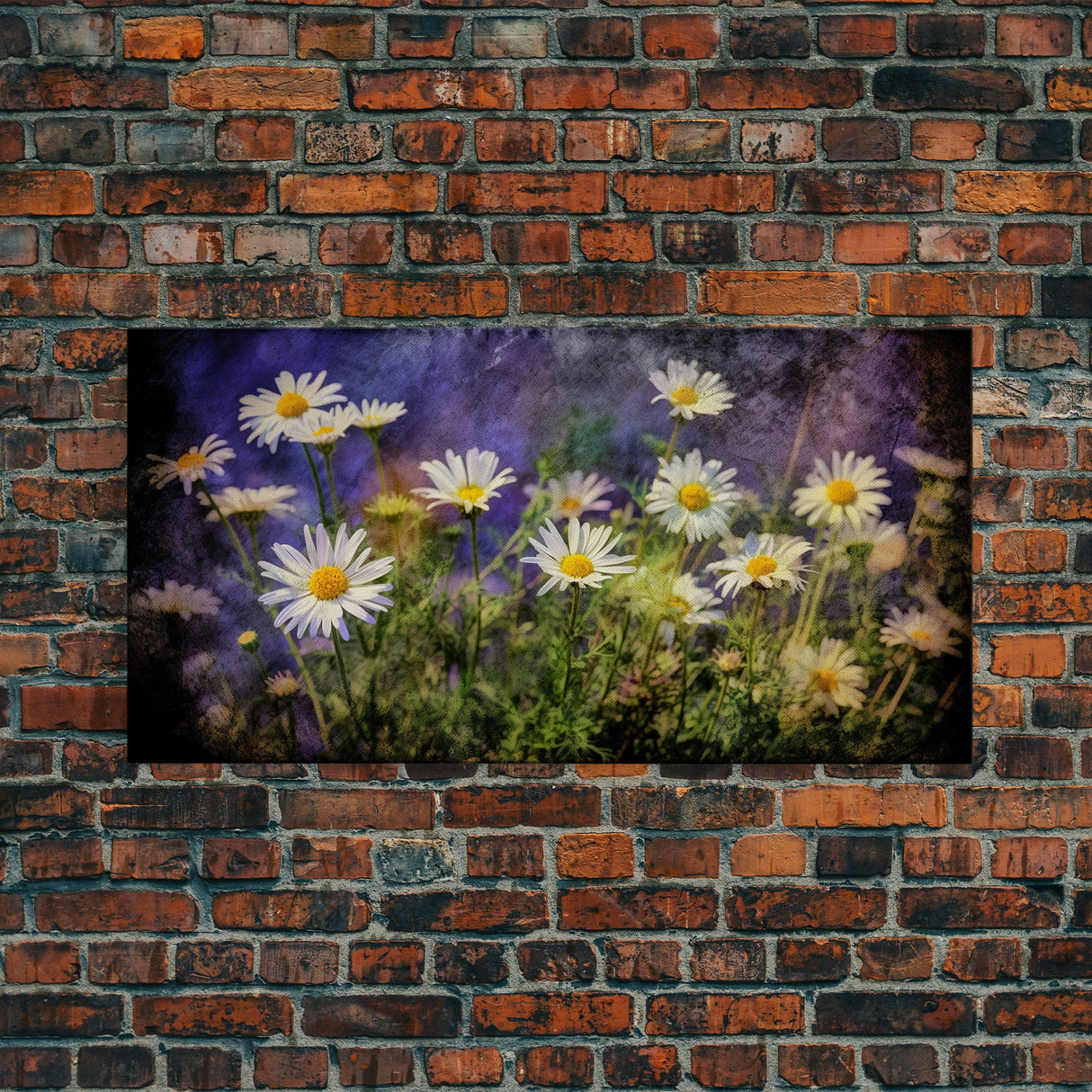 Wildflowers Wall Decor, Floral Wall Art, Nature Print, White Daisies, Panoramic Wall Decor, Canvas Print, Wall Art, Framed Canvas Art