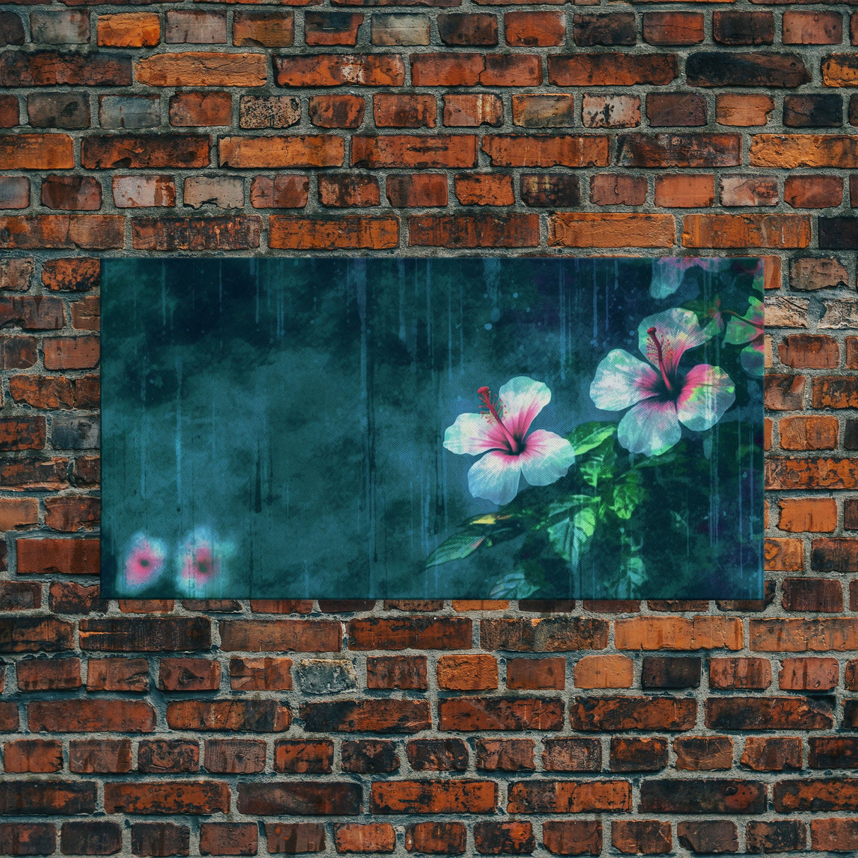 Hibiscus Flowers Wall Decor, Floral Wall Art, Tropical Flowers Wall Art, Panoramic Wall Decor, Canvas Print, Wall Art, Framed Canvas Art