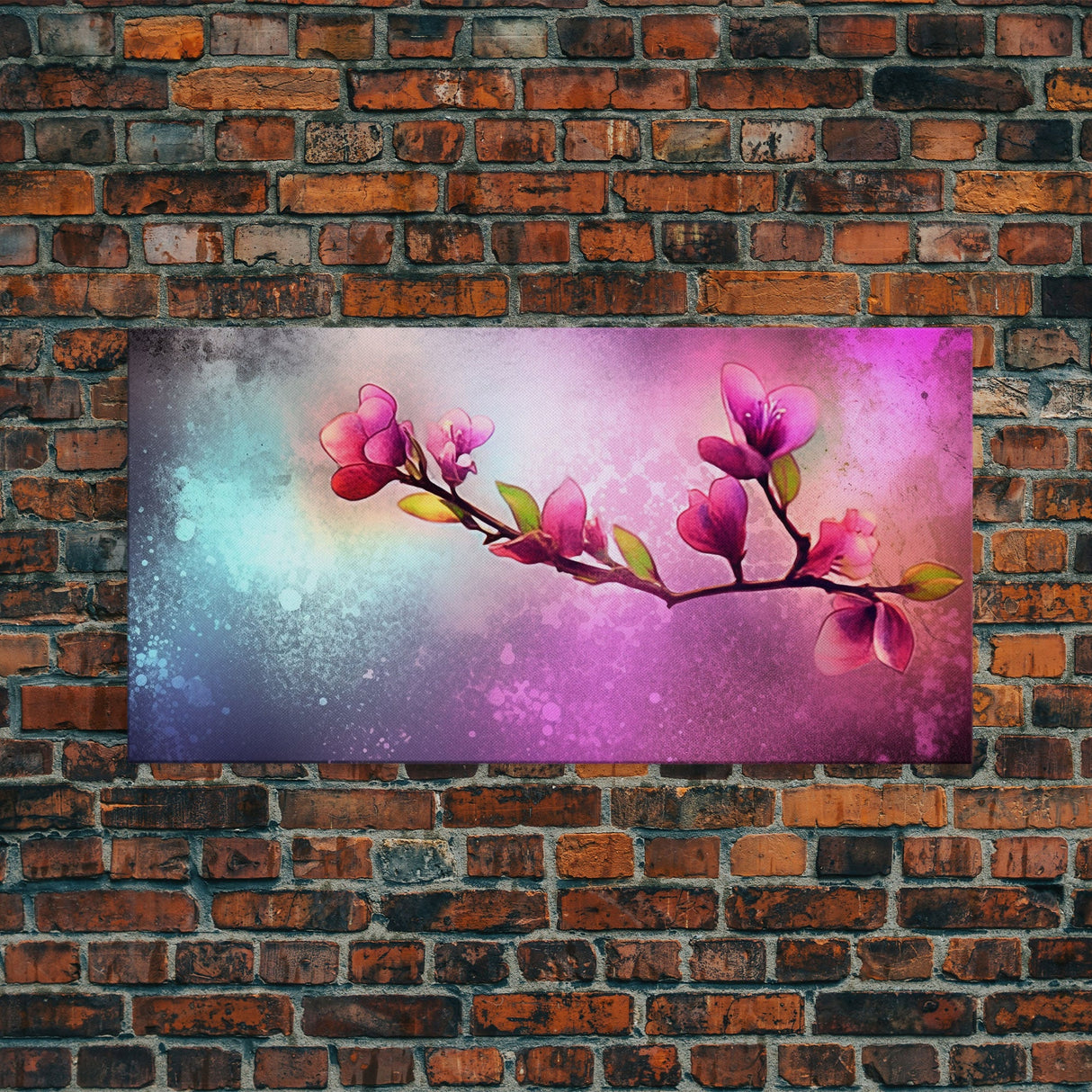 Cherry Blossoms Wall Art, Spring Flowers Wall Decor, Floral Wall Art, Panoramic Wall Decor, Canvas Print, Wall Art, Framed Canvas Art