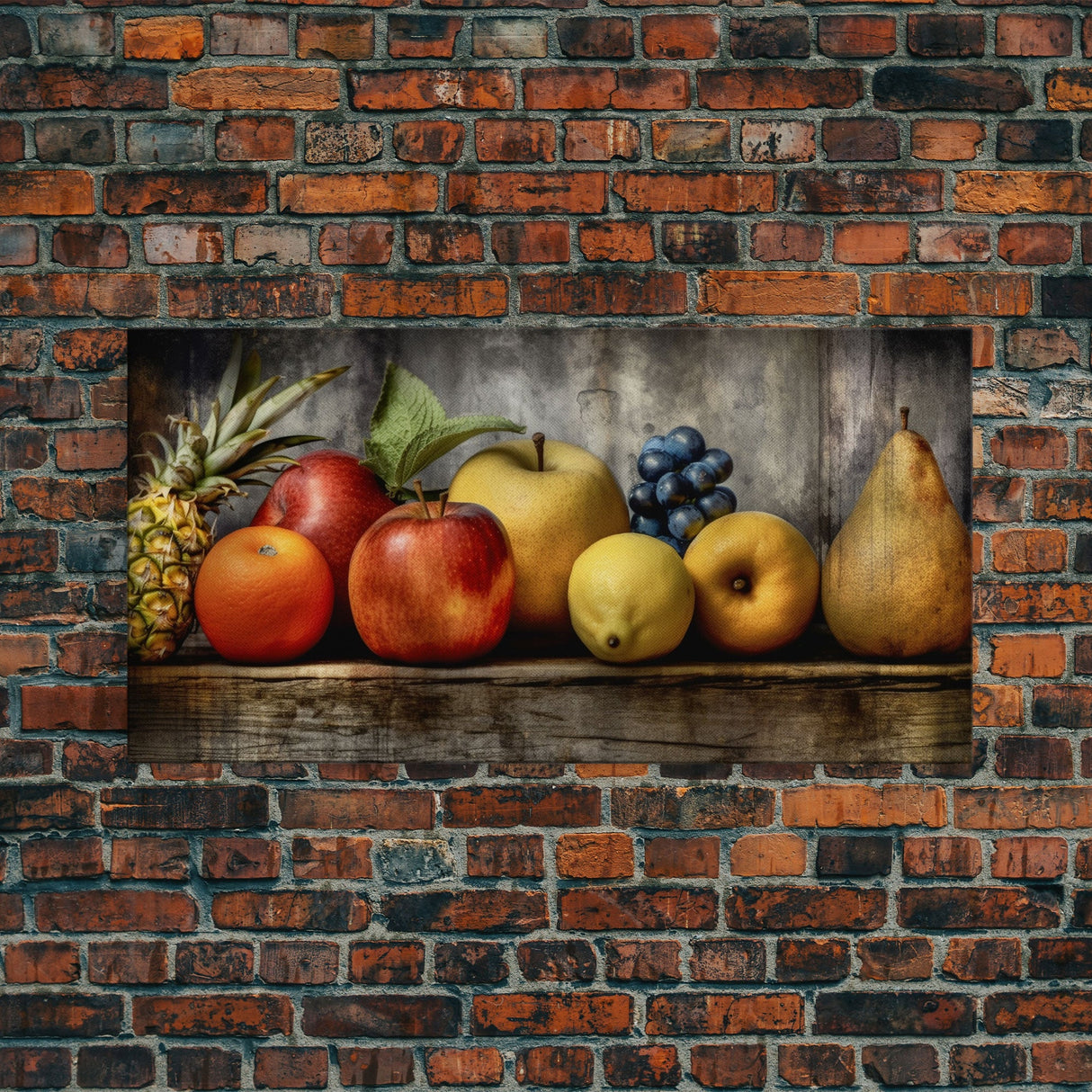 Fruits Wall Art, Food Art, Pineapple, Apples, Orange, Kitchen Wall Decor, Panoramic Wall Decor, Canvas Print, Wall Art, Framed Canvas Art