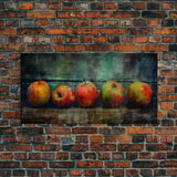 Apples Wall Art, Food Wall Decor, Grunge Wall Decor, Kitchen Wall Art, Panoramic Wall Decor, Canvas Print, Wall Art, Framed Canvas Art