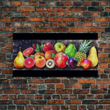 Fruits Wall Art, Food Wall Decor, Kitchen Wall Art, Panoramic Wall Decor, Canvas Print, Wall Art, Framed Canvas Art, Farmhouse Wall Decor,