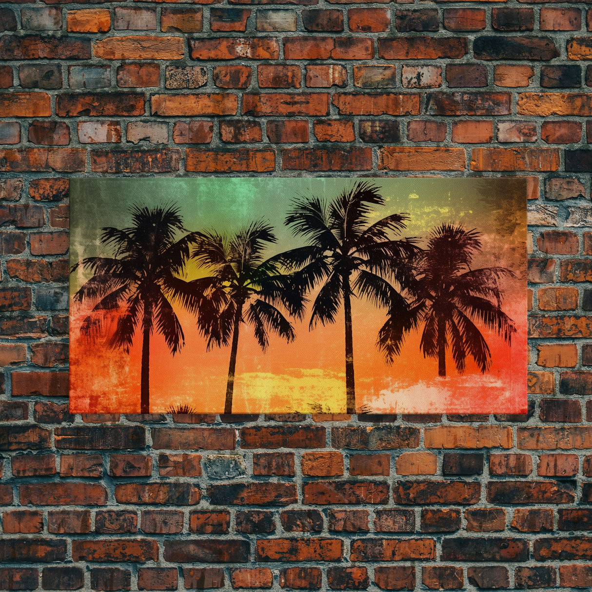 Tropical Wall Art, Sunset Wall Decor, Palm Trees Wall Art, Abstract Art, Panoramic Wall Decor, Canvas Print, Wall Art, Framed Canvas Art