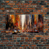 Abstract Cityscape Wall Art, City Wall Decor, Urban Art, Traffic Wall Art, Panoramic Wall Decor, Canvas Print, Wall Art, Framed Canvas Art