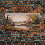 Lake Wall Decor, Autumn Landscape Wall Art, Nature Painting Wall Decor, Panoramic Wall Decor, Canvas Print, Wall Art, Framed Canvas Art